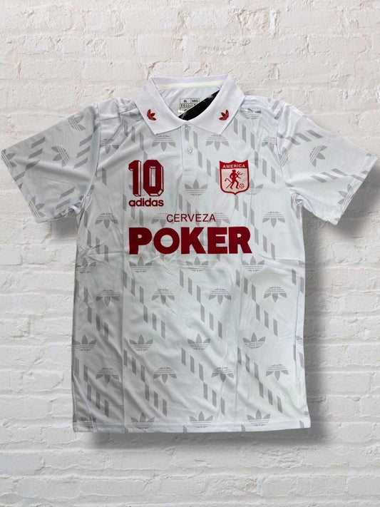 Camiseta América de Cali – Edición Retro Blanca Cerveza Poker