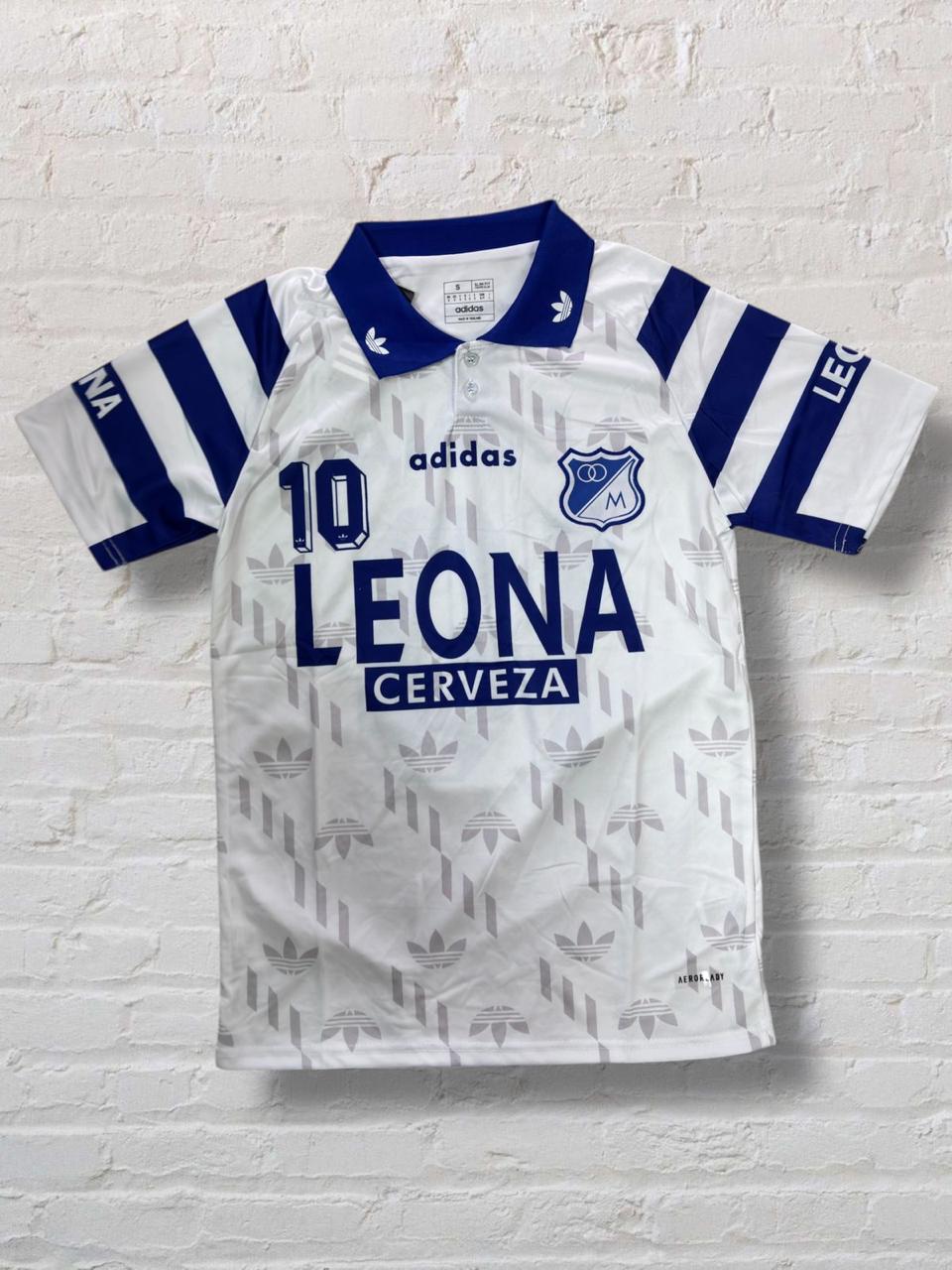 Camiseta Millonarios FC – Edición Retro Blanca Cerveza Leona